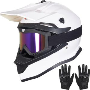 Youth Dirt Bike Helmets,MM605 Kids Full Face Motorcycle Helmet for Off-Road ATV UTV BMX Street Riding,Kids Motocross Helmet with Goggles Gloves,DOT Approved, Small