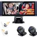 Baby Car Camera for 2 Kids - 7" Split Screen with Dual Carseat Camera - USB Plug and Play Easy Install - Safety Rear Facing Infant Back Seat Monitor with HD 1080P, Night Vision - Black