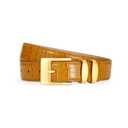 AI DEEBLUE Caramel Brown Belt for Women with Brass Buckle Cognac Womens Belts for Women Jeans Dresses Suit Pants
