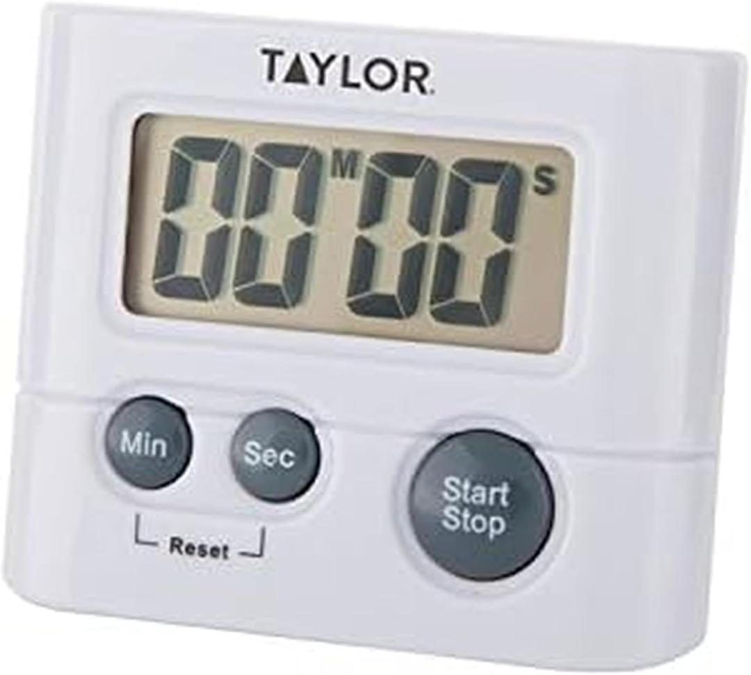 Taylor Digital Timer with 99 Minute 59 Second Display, Easy to Use, White Compact Design for Kitchen Cooking, Baking, and Timing Needs (Pack of 1)