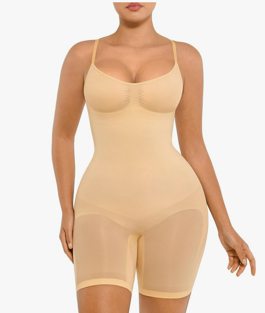 FeelinGirl Shapewear Bodysuit Tummy Control Seamless Sculpting Hip Enhancer Body Shaper for Women Size M/L