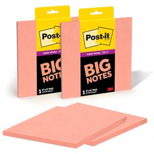 Post-it Super Sticky Big Notes, 8 in. x 8 in., Extra Large Sticky Notes in Papaya Fizz, 2 pads, 60 Sheets Total, Great for Vision Boards, Creative Projects, Study Spaces, Group Brainstorming, and More