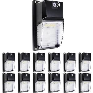 LTBLIGHT 12-Pack LED Wall Lights with Dusk to Dawn Photocell Sensor, 18W 1980LM 5000K LED Wall Pack Light Fixture, IP65 Waterproof Outdoor Security Lighting, ETL Listed