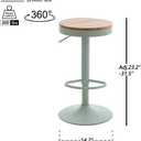 Kidol & Shellder Bar Stools Set of 2 Round Adjustable Swivel Barstools Modern Backless Bar Chairs Wooden Seat Counter Height Stools Armless for Kitchen Island, Cafe, Dining Room (Mint Green)