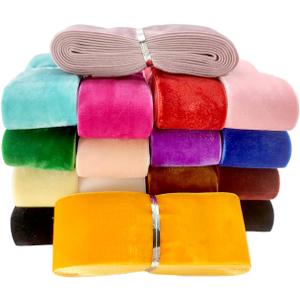 36 Yards 1 1/2" inch Color Velvet Ribbon Single Face Chocker Ribbon For Package Wrapping, Hair Bow Clips Making, Sewing, Baby Headbands, Wreath, Wedding Decorations (Multi-color 36 Yards, 1 1/2" 40mm)