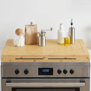 HOOBRO Bamboo Stove Top Cover, Noodle Board Stove Cover, Stove Top Cover Board for 30x22 Electric Stove, Gas Burners, Stove Cover Cutting Board for Kitchen, Sink, Oven, Natural YL77TL01