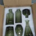 12pcs Green Glass Bud Vases Set, Small Vases for Flowers, Bud Vase for Centerpieces in Bulk, Mini Vintage Vase for Wedding Decorations, Office and Home Table Flower Décor