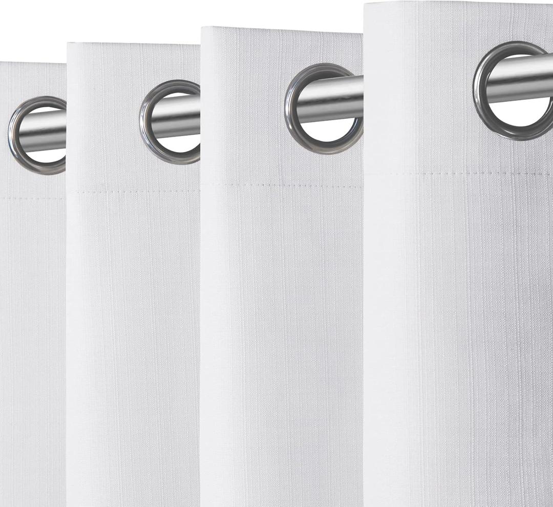 Easy-Going Linen Look Blackout Curtain Grommet Window Curtain Drapes for Bedroom, Living Room Thermal Insulated Room Darkening (2 Panels, 42x84 inch, White)