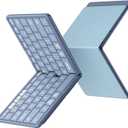 Samsers Full-Size Foldable Bluetooth Keyboard, KF08S Wireless Folding Keyboards with PU Leather Cover, Portable Travel for iPhone iPad, Smartphone Tablet Laptop, Android Windows Mac OS, Blue