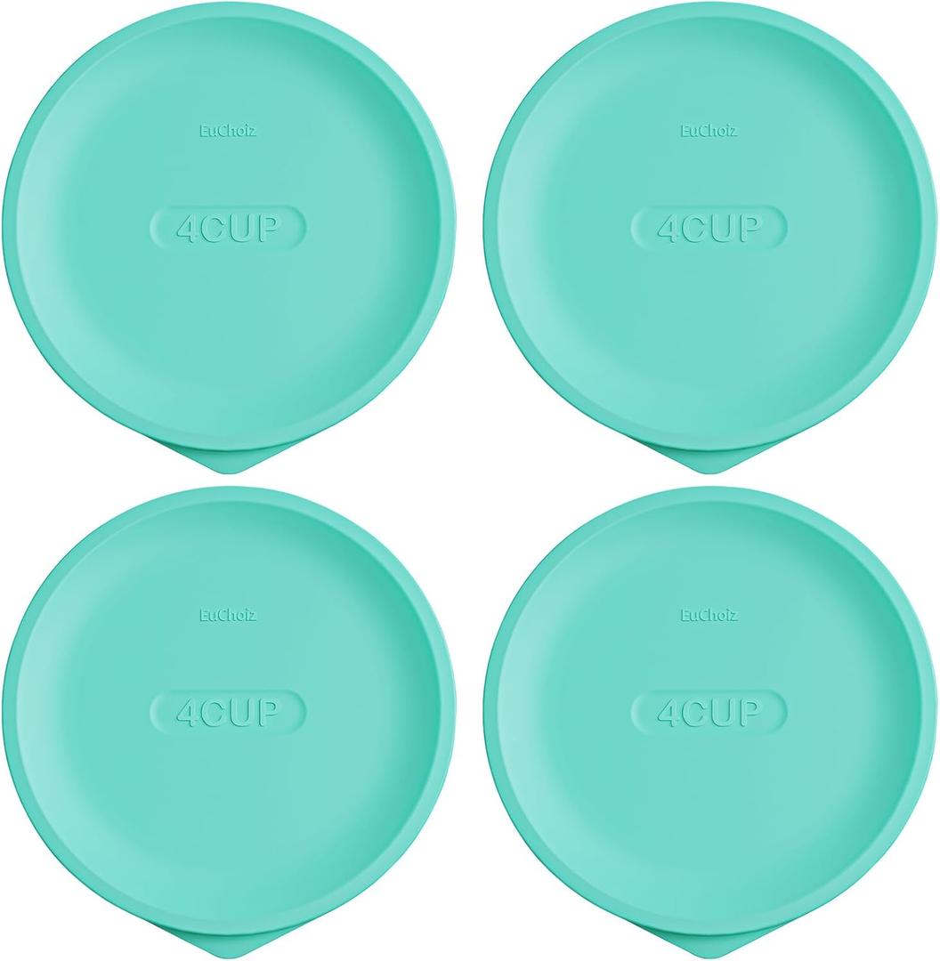 Replacement Lids for Pyrex 7201-PC 4 Cup, Silicone Round Storage Cover Lid for Anchor Hocking Glass Bowl 4 Pack Turquoise