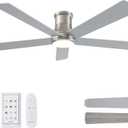 52 Inch Low Profile Ceiling Fans with Lights Remote, Burshed Nickel