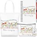 5 Pcs Occupational Therapy Gifts, Cosmetic Bag, Canvas Bag, Coil Notebook, Ballpoint Pen and Keychain for Women Office School Graduation Advocate Coworker Christmas Anniversaries Gift