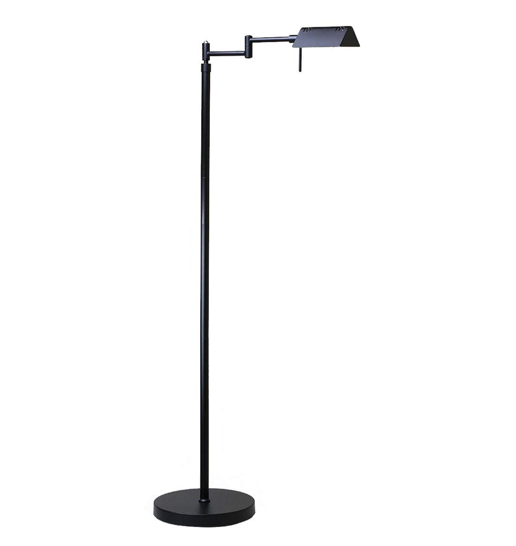 LED Pharmacy Floor Lamp, 12W LED, Full Range Dimming, 360 Degree Swing Arms, Adjustable Heights, Standing Lamp for Reading, Sewing, and Craft, ETL Listed (Black)