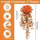 2 x 2pcs Fall Flower for Outdoor Decoration Faux Hanging Flowers UV Resistant Artificial Morning Glory Plants for Autumn Outside Planter Porch Patio Balcony Yard(Orange)