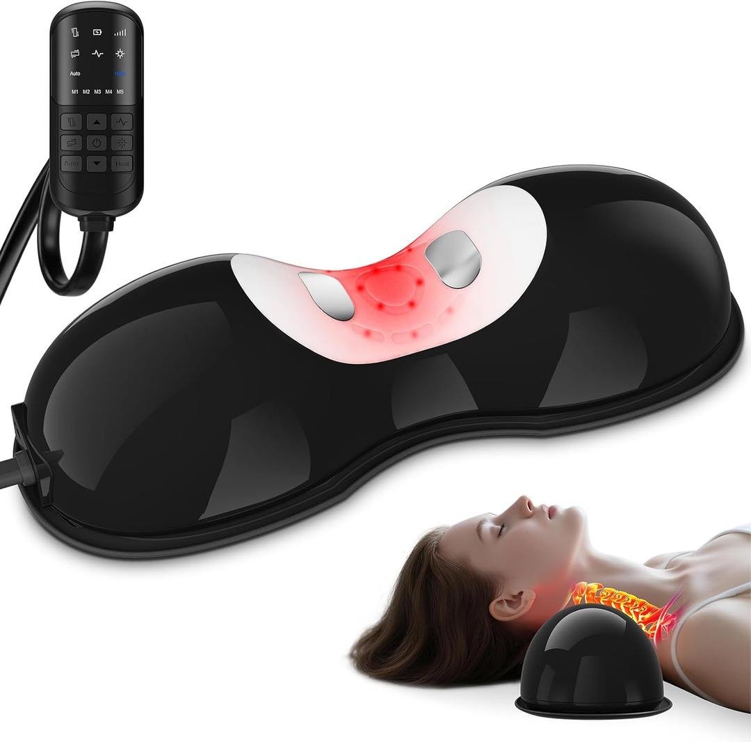 Neck Stretcher, Red Light Therapy Cervical Traction Device with Dynamic Neck Traction, Heat Therapy, Hump Corrector Relaxer