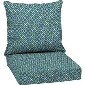 Arden Outdoor Deep Seat Cushion Set, 24 in x 24 in, Weather-Proof, Rain-Proof, Fade Resistant Patio Cushion for Chair, Sofa, and Couch Alana Tile
