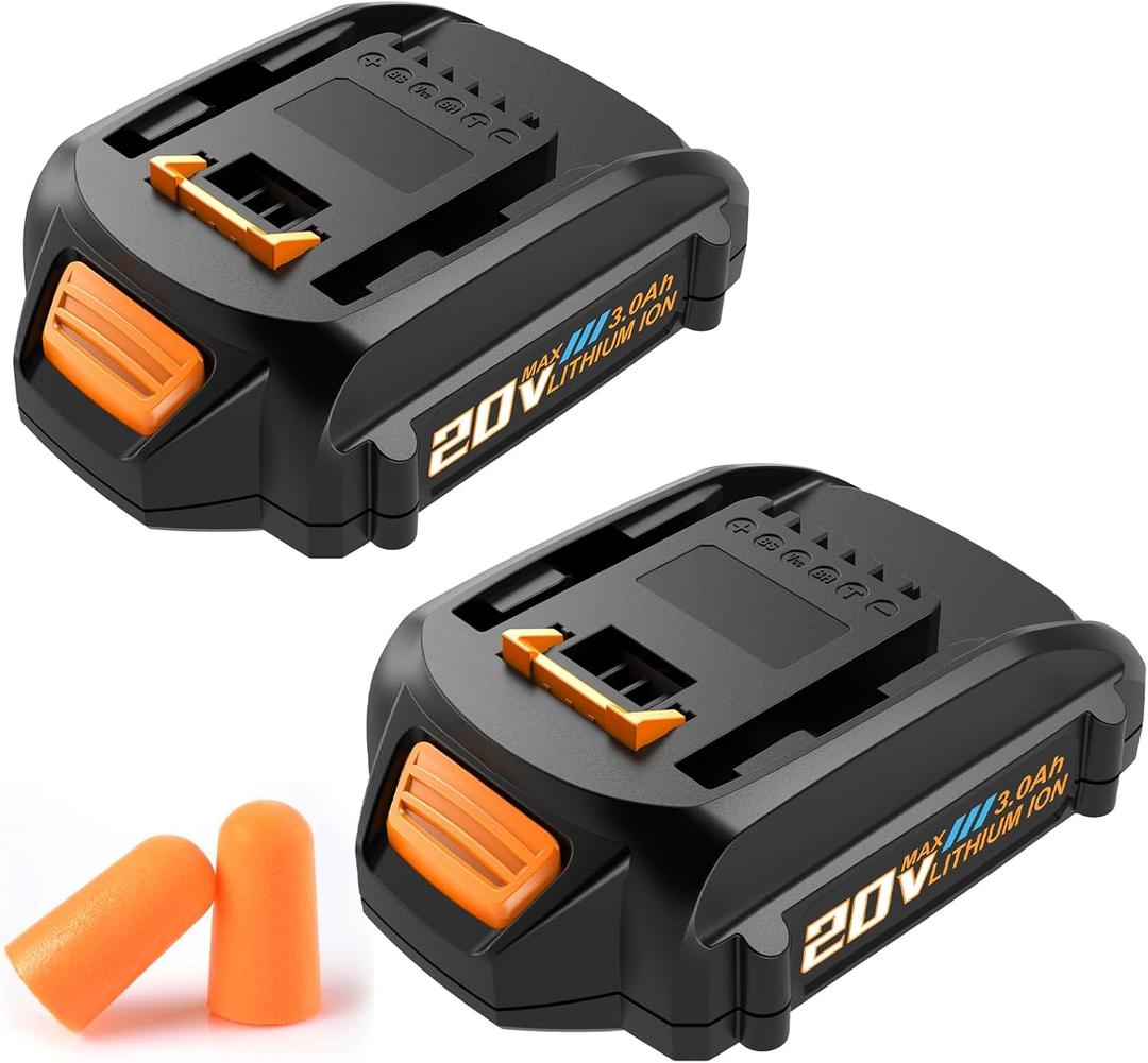 2Pack 3000mAh Battery Replacement for Worx PowerShare 20V Batteries WA3520 WA3525 WA3575 WG151s WG155s WG251s WG255s WG540s WG545s WG890 WG891
