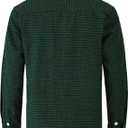 Mens Gingham Button Down Shirt Long Sleeve Dress Shirts Business Casual Shirts with Pockets (Large, Blackgreen)