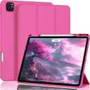 ZOVEEK Case for iPad Air 13 Inch M3/M2 (2025/2024) & iPad Pro 12.9 Inch 6th/5th/4th/3rd Generation 2022/2021/2020/2018 with Pencil Holder, Slim Trifold Stand, Supports Auto Wake/Sleep, Rose Pink