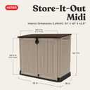 Keter Store-It-Out MIDI Outdoor Resin Storage Shed Weather-Resistant Horizontal Cabinet for Trash Cans, Garden Tools & Patio Accessories Lockable, Easy-Lift Lid, 30 Cu. Ft. Capacity, Beige