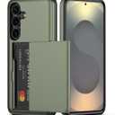 Nvollnoe for Samsung Galaxy S25 FE Case with Card Holder Dual Layer Heavy Duty Protective Cover Hidden Card Slot Slim Wallet Case for Samsung S25 FE 6.7''(Green)