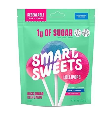 Smart Sweets, Blue Raspberry Watermelon Lollipops Multipack, 3 Ounce, BBD 11/18/2027