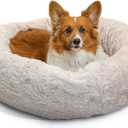 Best Friends by Sheri The Original Calming Donut Dog Bed for Medium Dogs up to 45 lbs, Lux Faux Fur, Oyster, Medium, 30" x 30"