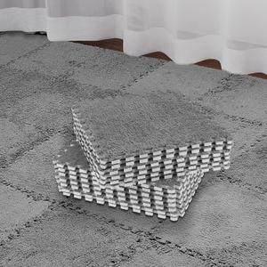 Amylove 36 Pack Plush Foam Floor Mat Square Interlocking Carpet Tiles with Border Fluffy Play Mat Floor Tiles Soft Climbing Rugs for Bedroom Playroom, 12 x 12 x 0.4 in(Gray)