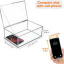 HighFree Vintage Glass Box with Lid - Clear Jewelry Glass Display Box Keepsake Box - Home Decor Decorative Box for Trinket Rings Bracelet (Silver, Large)