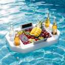 Qinyoung Large Floating Drink Holder, White Floating Refreshment Table Tray Compartment, Portable Pool Tray for Swimming Pool Accessories Hot Tub Beach and Party Decor(Hexagonal Six Hole)