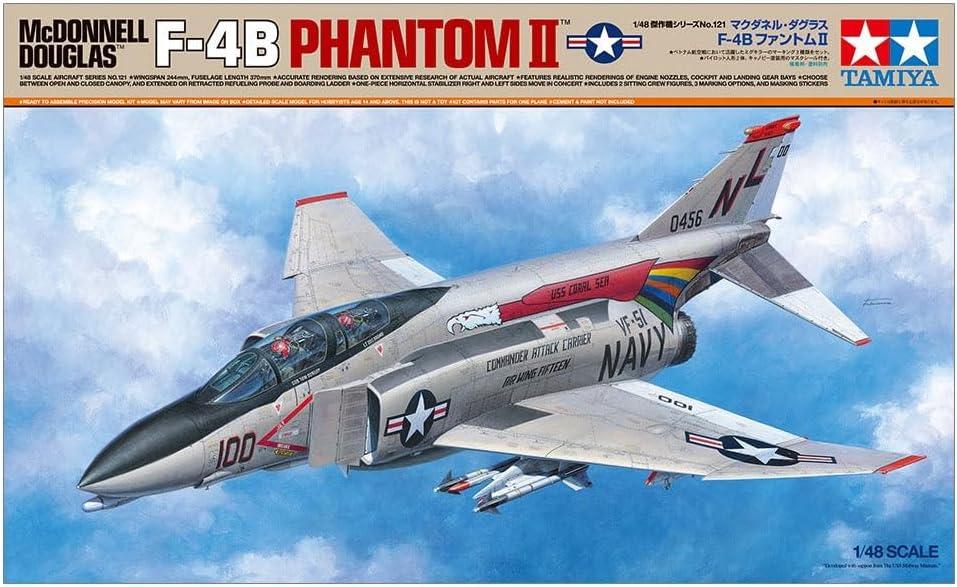 Tamiya 61121-000 Vehicle 61121 1:48 F-4B Phantom II Mcdonnell Douglas Faithful Replica, Model Building, Plastic Kit, Crafts, Hobby, Model Kit, Assembly, Unpainted