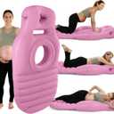 Inflatable Pregnancy Pillow, Inflatable Pregnancy Pool Float with Belly Hole, Comfort for Stomach & Side Sleepers Relieves Back & Hip Pain, Pink