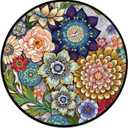 Round Rugs 2 FT Washable Non Slip Round Area Rug, Medium-Pile Small Circular Rug for Bedroom, Bathroom, Entryway, Kids Room, Office, College Dorm (Colorful Flowers Boho)