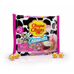 Chupa Chups Cremosa Lollipop Assortment, 2 Ice Cream Flavors, Individually Wrapped Candy for Kids, 16.9 Oz Bag (40 Suckers) | Individually Wrapped Bulk Chewy Sweet & Sour Candy, Artificially Flavored (EXP 06/30/28)