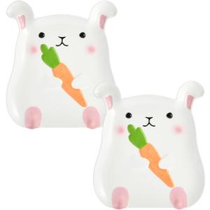 Bico Easter Bunny Hand-Painted Ceramic Appetizer Plates, Set of 2, 8 Inch, Microwave & Dishwasher Safe