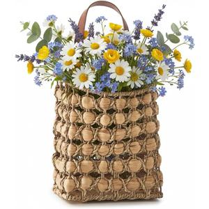 Handwoven Hanging Basket for Wall Baskets-Water Hyacinth Hanging Basket for Front Door, Wall/Door Baskets for Organizing, Storage, Flowers Dcor (Water Hyacinth-02)