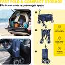 Beach Wagon with 94" Big Balloon Wheels for Sand, 41" Heavy Duty Folding Wagon with Side Bag, Collapsible Utility Cart for Beach, Camping, Garden & Outdoor (Navy Blue, X800 94" Balloon Wheels)