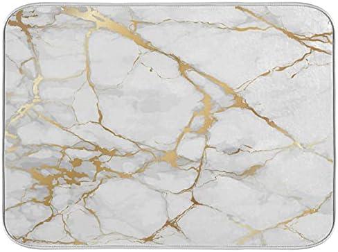 Golden Marble Texture Dish Drying Mat for Kitchen Counter 18 x 24 In, Absorbent Microfiber Drying Pad Dish Mats Drainer Rack Fast Drying Mat Protector Pad