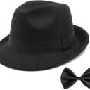 Kids Fedora Hat Classic Dress Hat for Girls Boy Fedora Hats for Kid Felt Cap (Black)