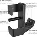 J Hooks for 2" x 2" Power Rack, Rubber Pad J-Hook for Power Cage, Bottom Reinforced Steel J Cups for Squat Rack, Heavy Duty Barbell Holder, Black