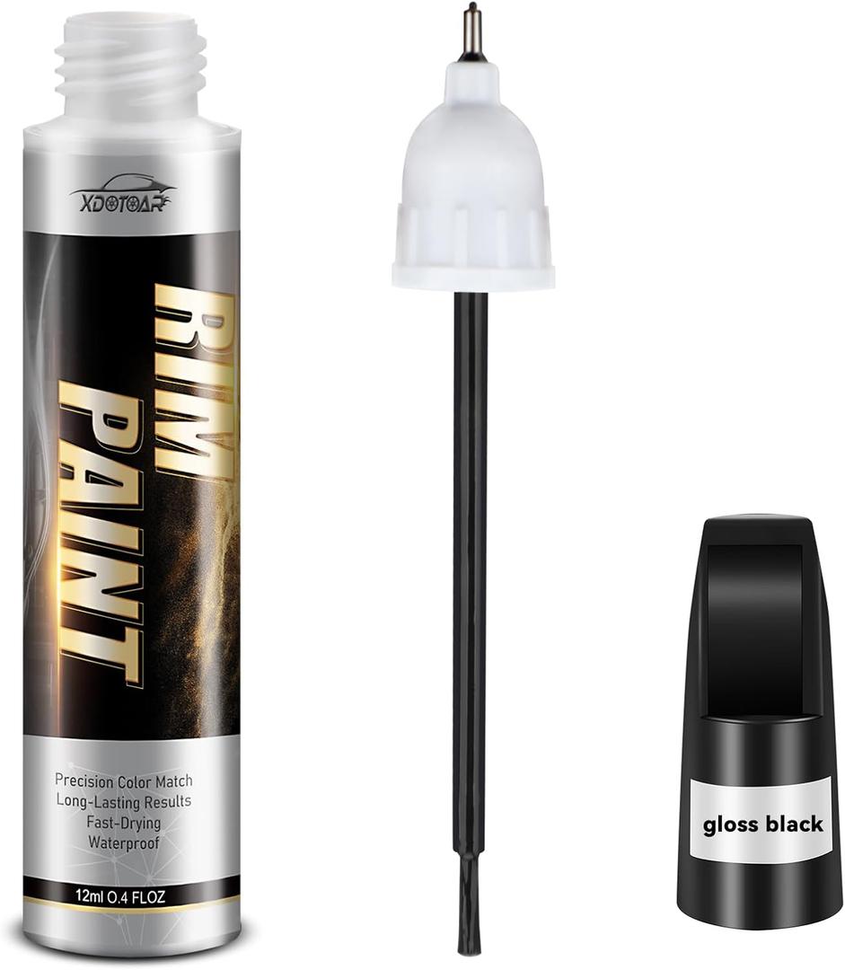 Matte Black Rim Touch Up Paint, Efficient Wheel Paint Pen for Metal, Also Match Flat Black, Quick and Easy Repair Curb Rash, Car, Faucet and More, Universal and Color Accurate, Long lasting