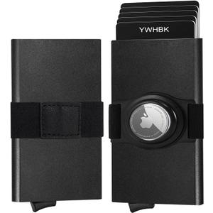 2 x Minimalist Card Holder Wallet for Men,Front Pocket Slim RFID Blocking Pop up Metal Wallet Credit Card Case with Cash Band Airtag Case,12+ Cards Storage