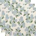 Blue Green Spring Placemats Set of 4 Hydrangea Flower Decor Place Mats 12x18 Inch Vintage Floral Summer Seasonal Decorative Linen Table Mats for Home Kitchen Dining Party Table Decoration