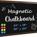 4 THOUGHT Chalk Board 18" x 24", Magnetic Chalkboard for Wall Rustic Blackboard Hanging Chalkboards Sign Board Menu Board for School Kitchen Decor Office Home 4 Markers 8 Magnets, Brown