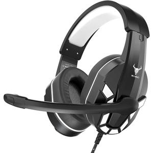 Kikc PS4 Gaming Headset with Mic for Xbox One, PS5, PC, Mobile Phone and Notebook, Controllable Volume Gaming Headphones with Soft Earmuffs for Kid (White)