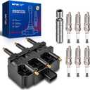KAX Ignition Coil and 6Pcs Iridium Spark Plugs Kit w/Magnetic Socket for 2001-2010 Grand Caravan, Town & Country, Caravan 3.3L 2007-2011 Wrangler 2001-2003 Voyager, Replace#UF305, 3381