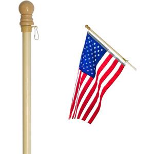 Anley 60" Solid Pine Wooden House Flagpole - Tangle-Free Adjustable Rotating Ring - 5 Ft Wall Mount Wood Flag Pole for Garden, Yard, Porch and Estate (0.9" Dia.)