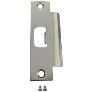 QCAA Steel Extended Lip Door Strike Plate, Latch D Hole, with Lip, 4-7/8" x 1-1/4", Nickel, 1 Pack, Made in Taiwan