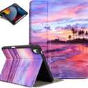 Lokigo for iPad (A16) 11th Generation Case 11 inch 2025 & iPad 10th Generation Case 10.9 inch 2022, Protective Multi-Viewing Stand Cover (Support Touch ID, Auto Wake/Sleep), Pink Beach