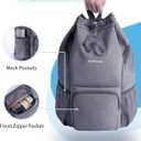 sportsnew Swim Bag Mesh Beach Drawstring Backpack with Wet Pocket, Drawstring Bag for Swimming, Gym, Pool, Workout Gear, Beach Volleyball Backpack for Women Men (Grey)